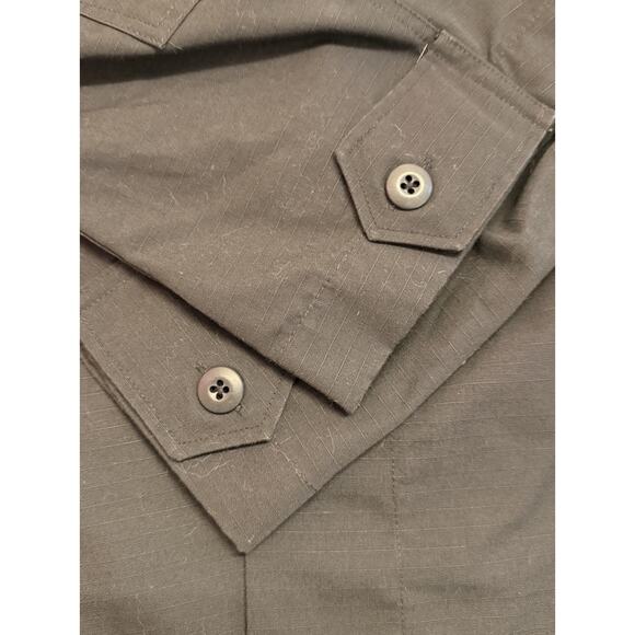 TRU-SPEC Black Tactical Ripstop Shirt XXL Regular Long Sleeve Button Front - Picture 2 of 11
